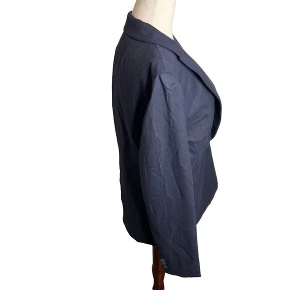 J.Crew Womens $228 One Button Blazer in Pinstripe Navy Size 8 CB442